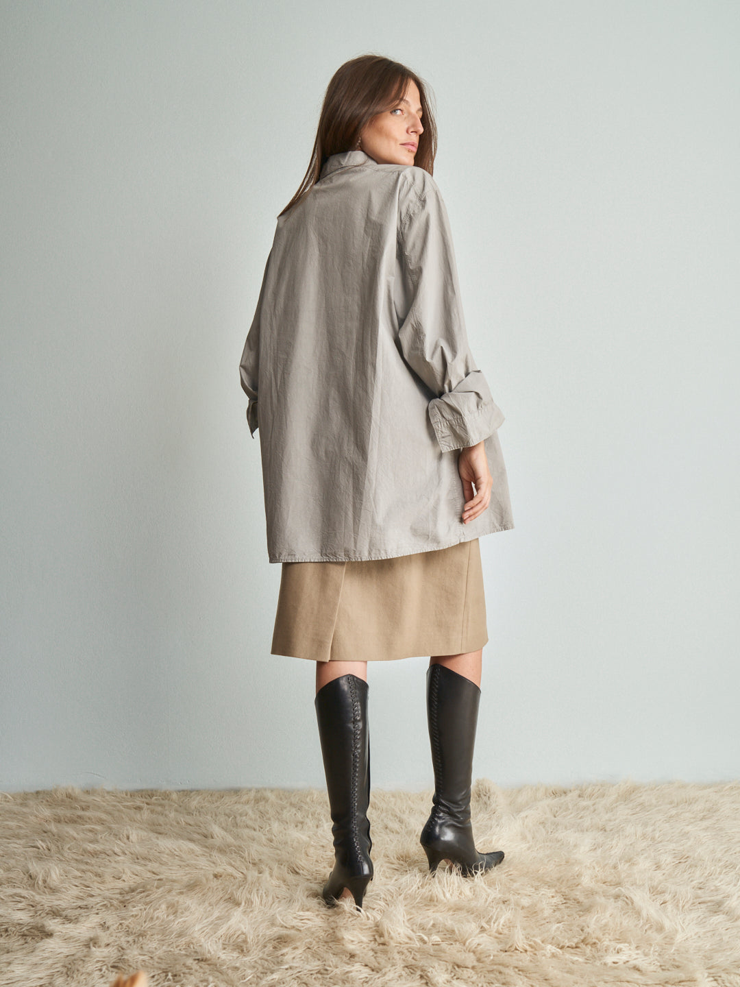 Camicia Stone Island in cotone,manica lunga color calce