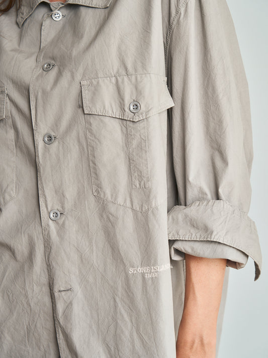 Camicia Stone Island in cotone,manica lunga color calce