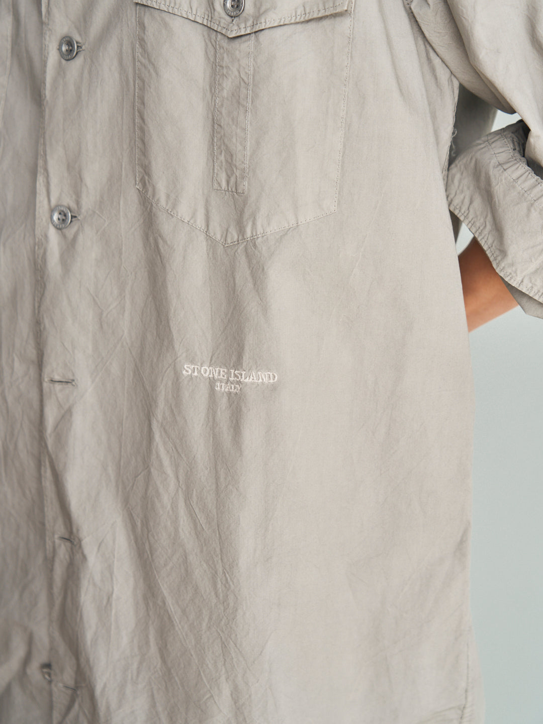 Camicia Stone Island in cotone,manica lunga color calce