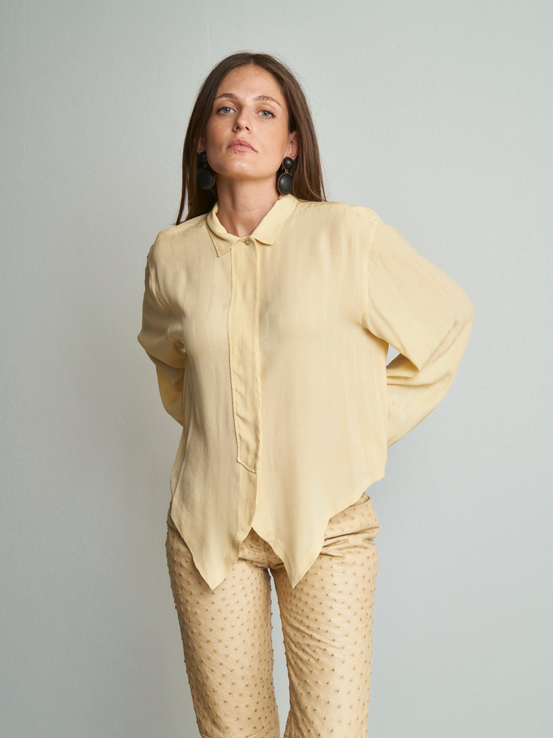 Camicia In seta sartoriale burro in tessuto Gucci