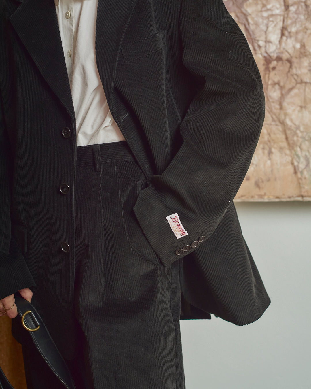 Completo maschile in velluto a coste nero