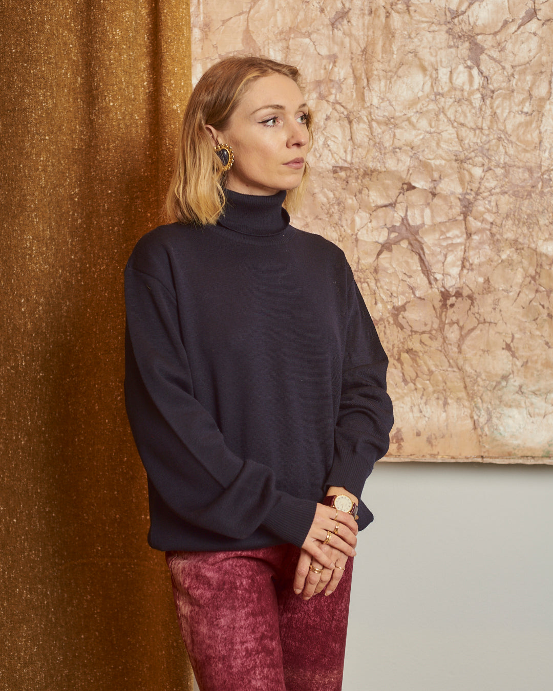 Dolcevita in lana blu navy