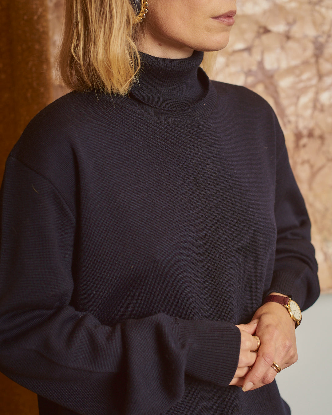 Dolcevita in lana blu navy