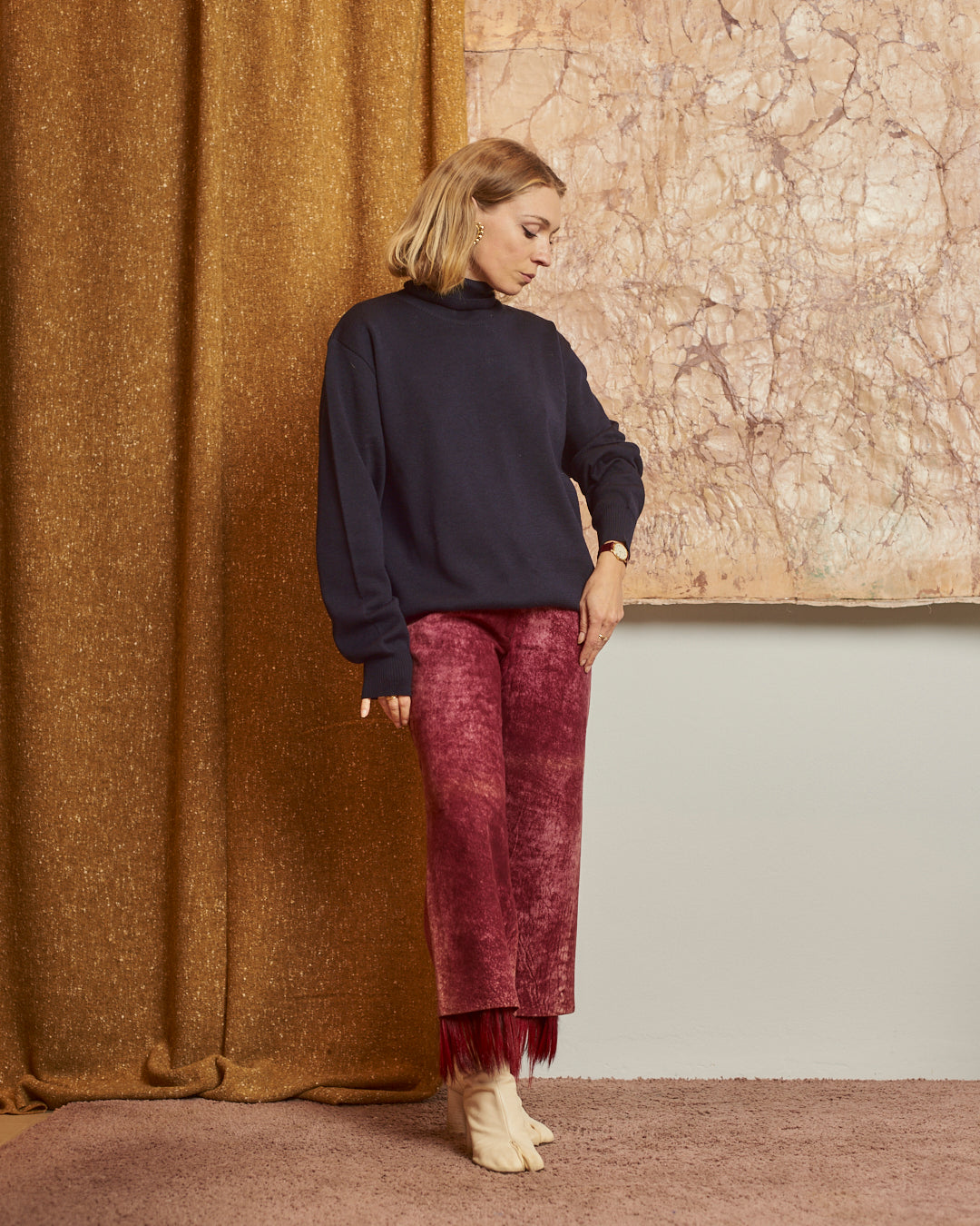 Dolcevita in lana blu navy