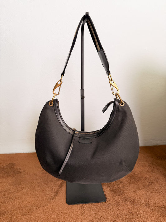 Borsa hobo bag Gucci in tela e pelle con tracolla gros grain