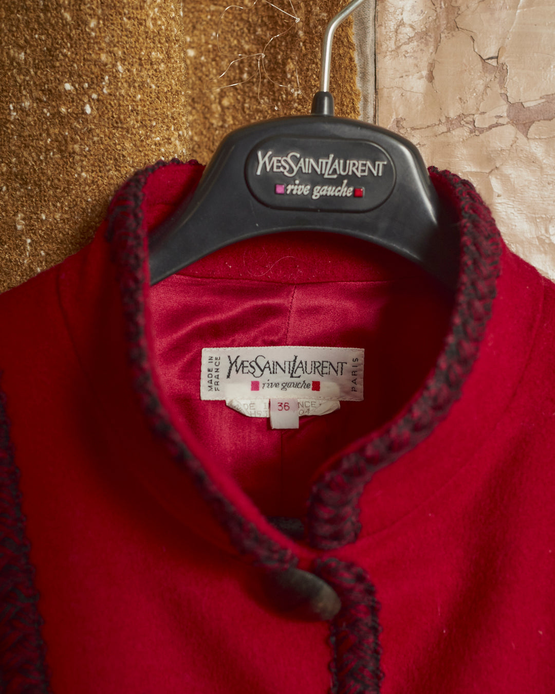 Giacca Yves Saint Laurent fw 1993-1994 in lana e alpaca con nappe