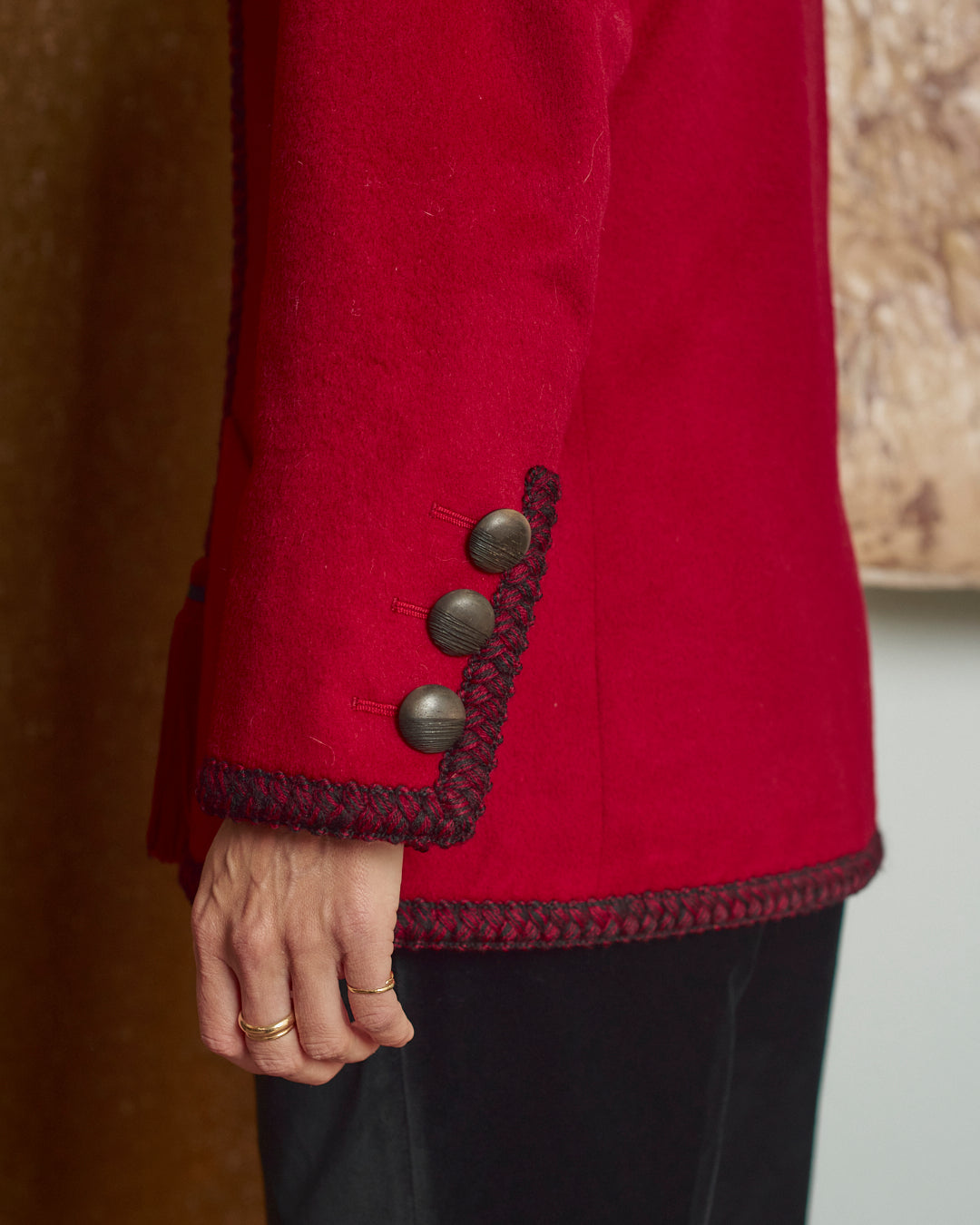 Giacca Yves Saint Laurent fw 1993-1994 in lana e alpaca con nappe