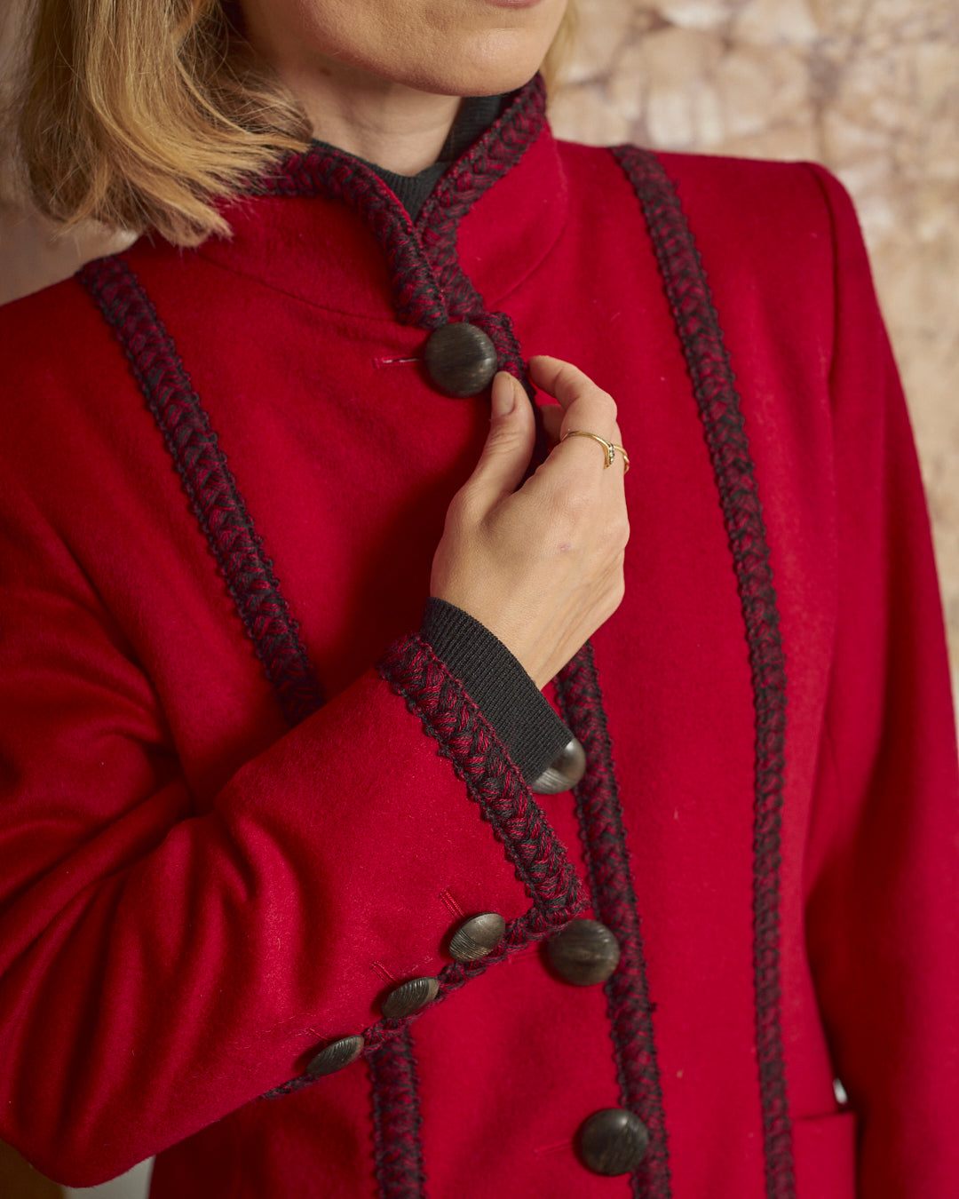 Giacca Yves Saint Laurent fw 1993-1994 in lana e alpaca con nappe