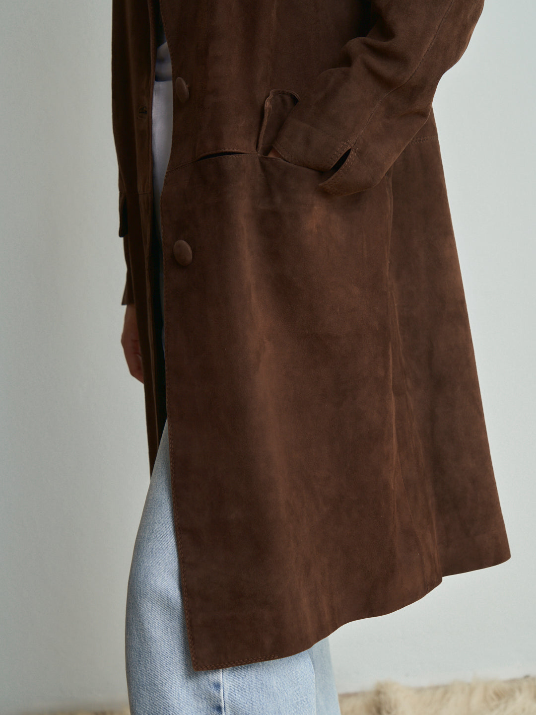 Giacca Lunga camoscio marrone