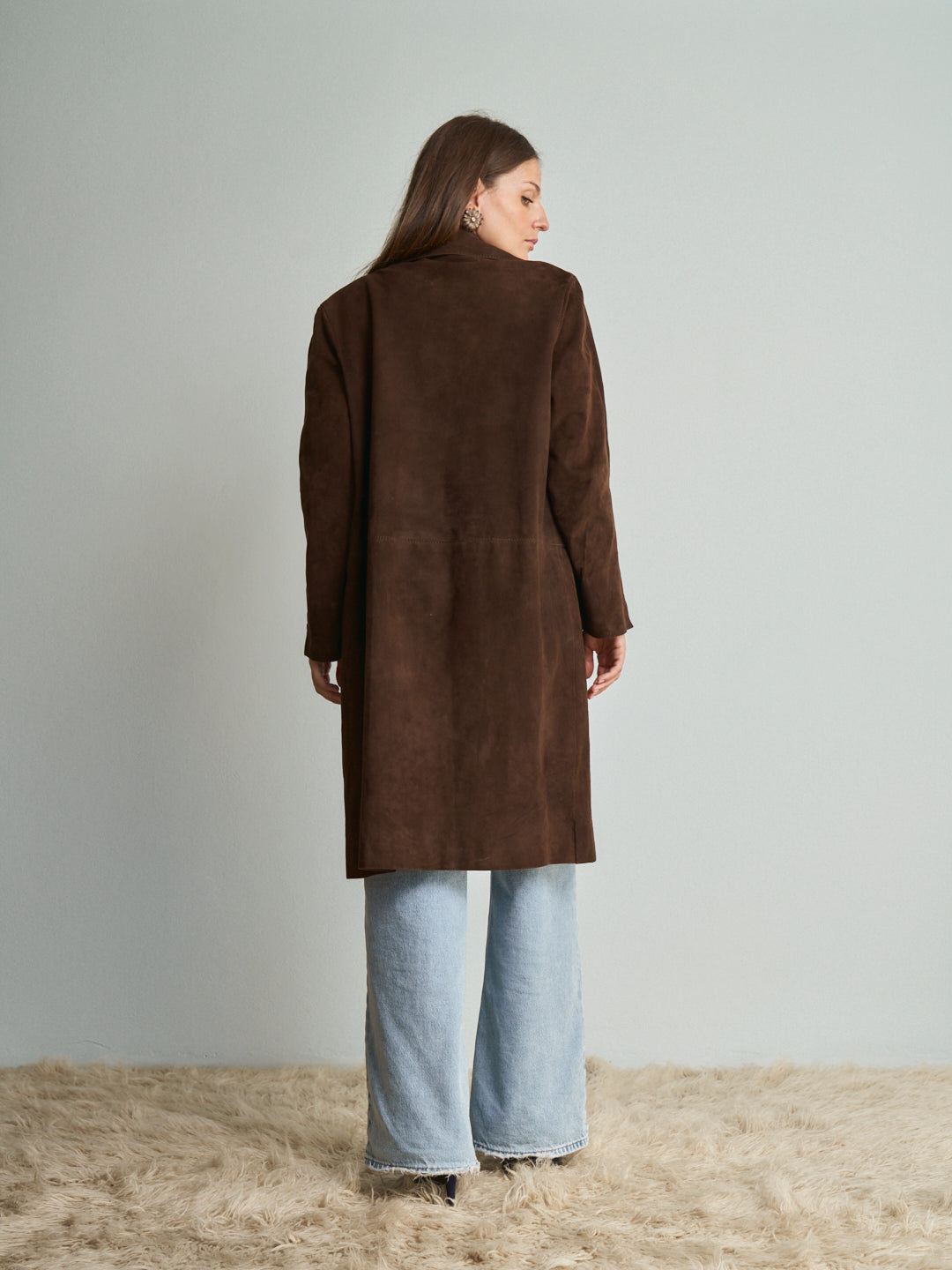 Giacca Lunga camoscio marrone