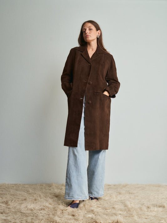 Giacca Lunga camoscio marrone