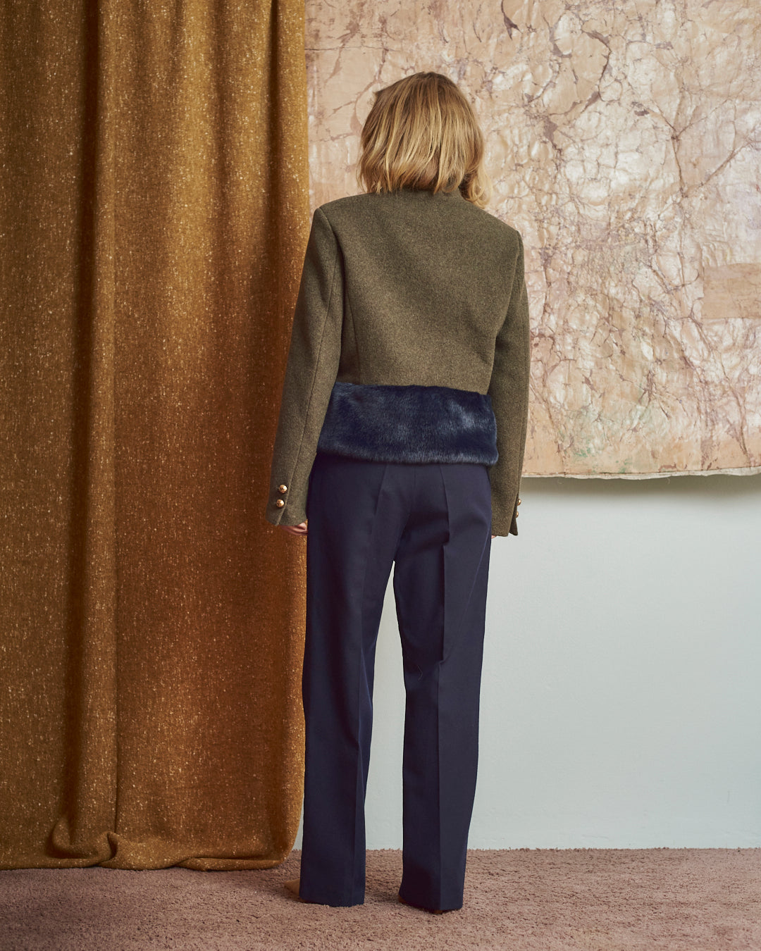 Giacca Napoleon In lana e pelliccia ecologica Ermanno Scervino