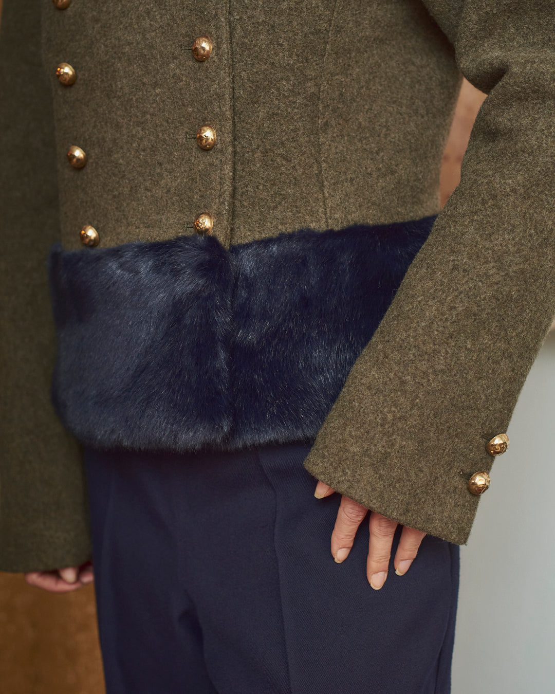 Giacca Napoleon In lana e pelliccia ecologica Ermanno Scervino