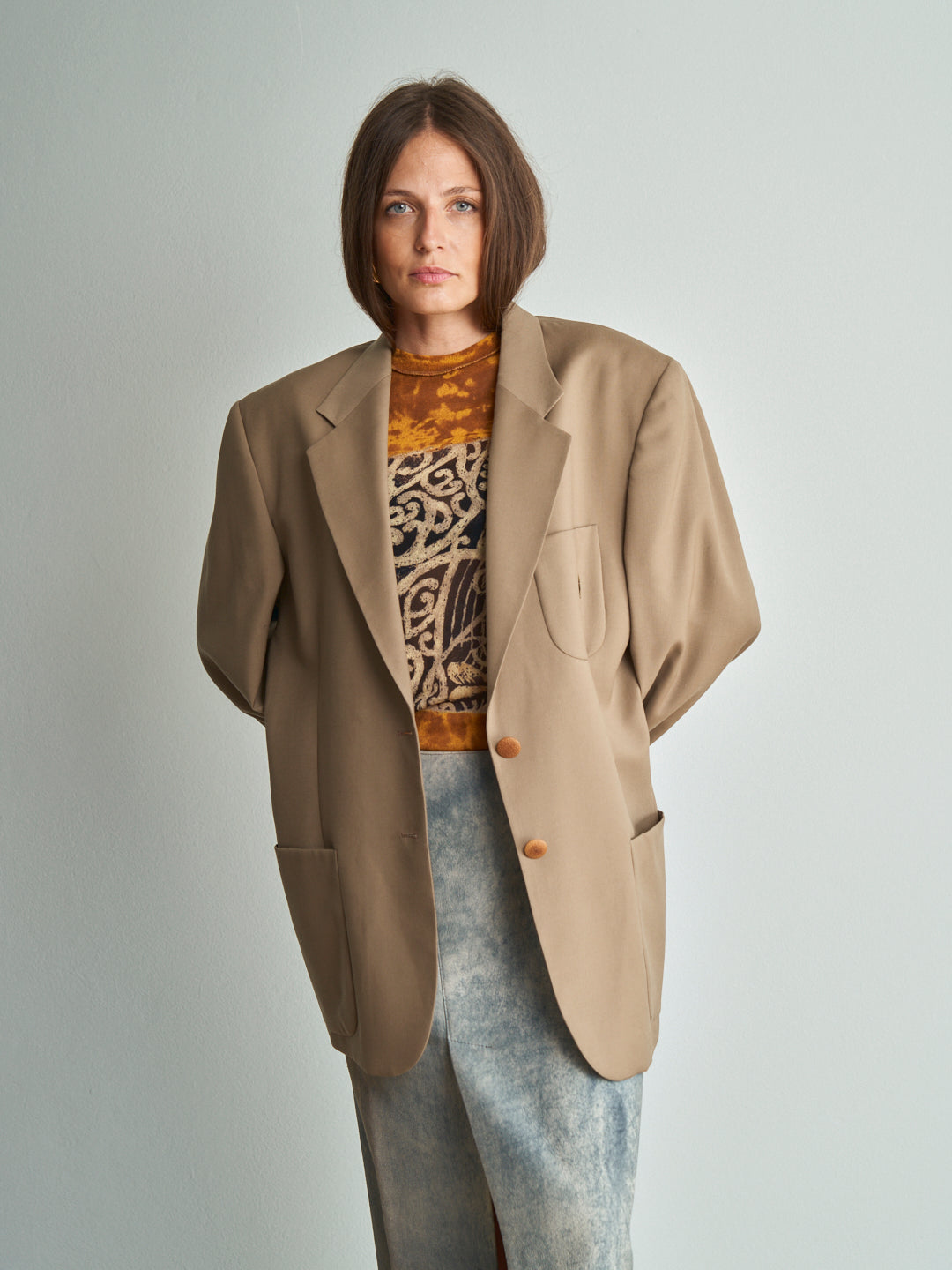 Giacca in lana Valentino sport anni 80 semi foderata con stemma e bottoni logo