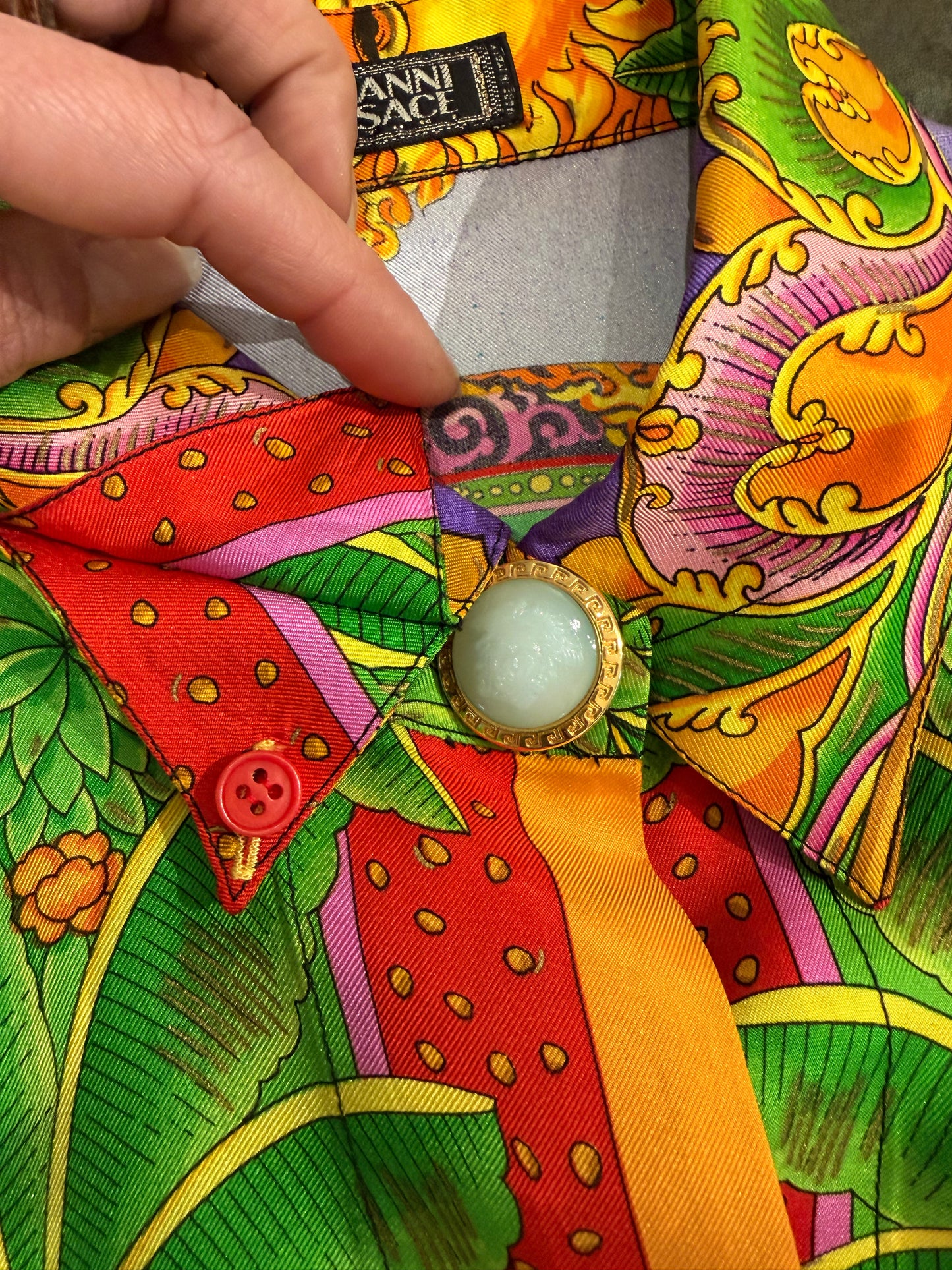 Camicia Gianni Versace ss1994 in seta twill fantasia
