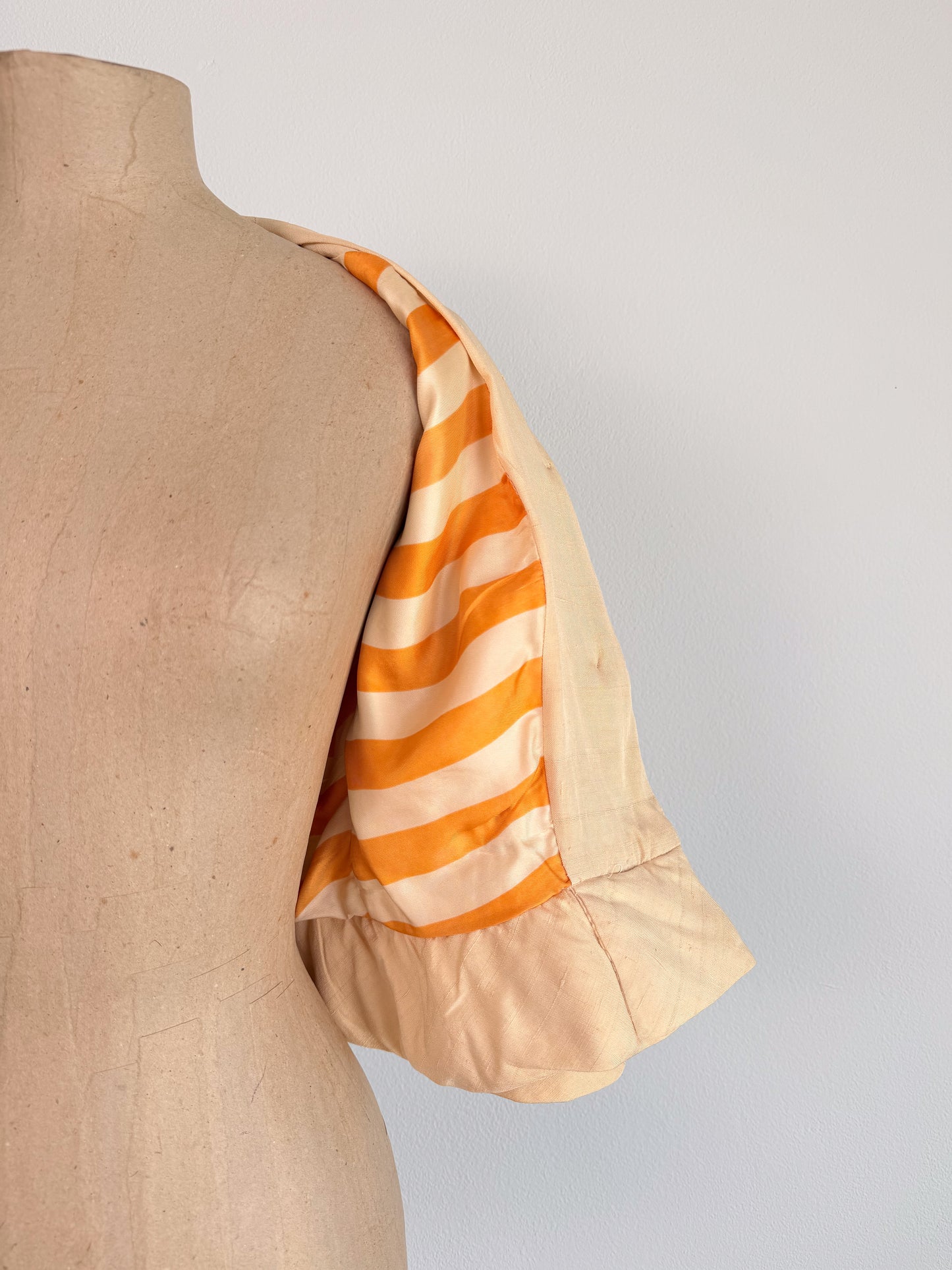 Giacca anni 50 in pura seta panna taglio kimono corta