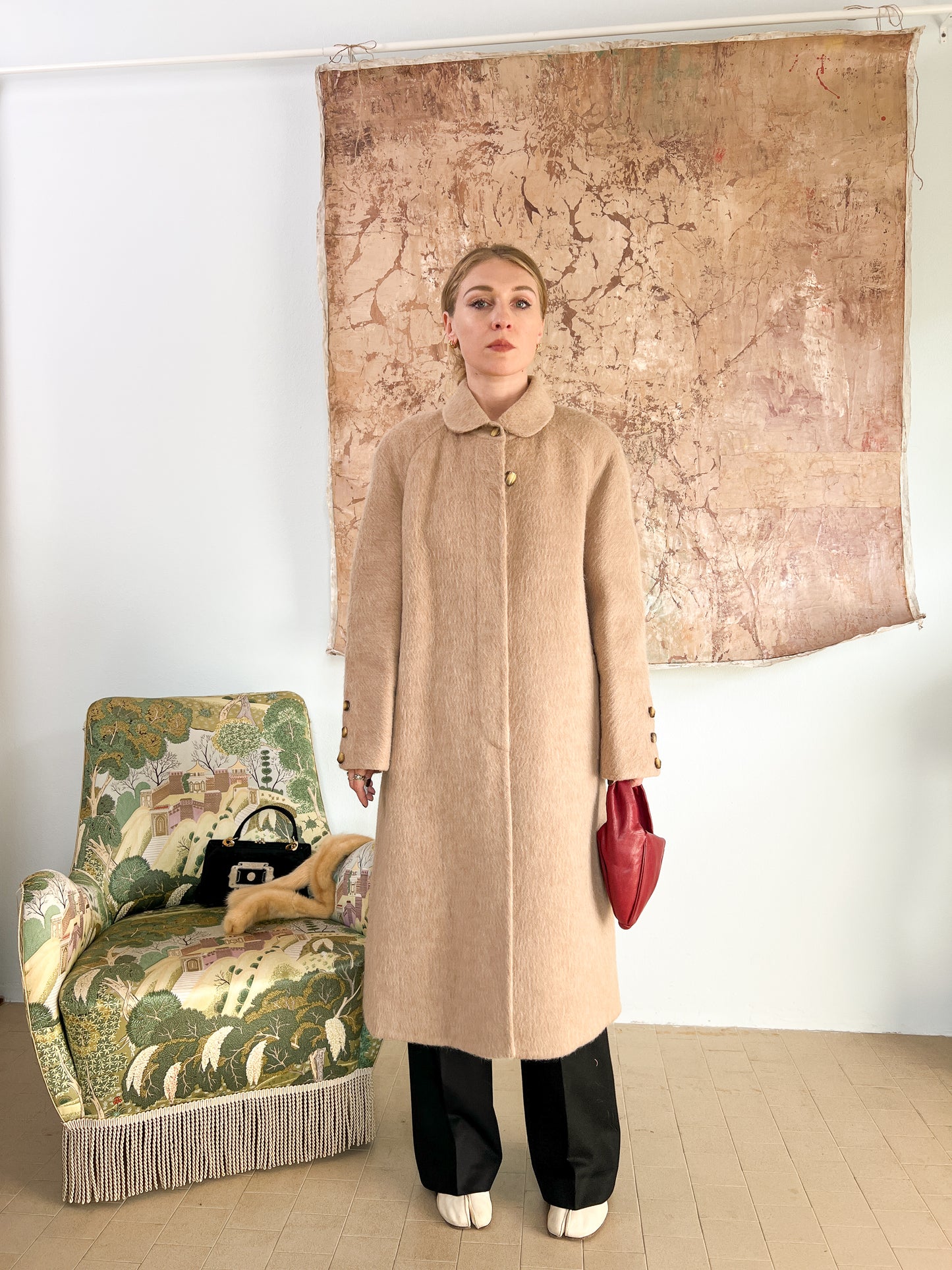 Cappotto "Piacenza" in Lana d'Alpaca, Cammello e Lana doppiato lavorato a mano