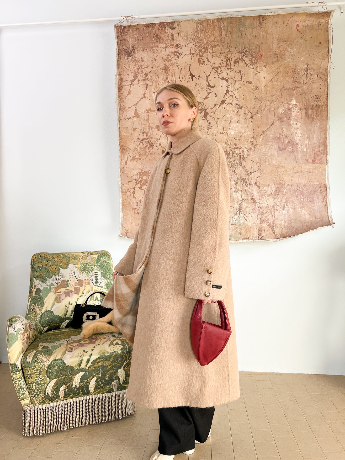 Cappotto "Piacenza" in Lana d'Alpaca, Cammello e Lana doppiato lavorato a mano