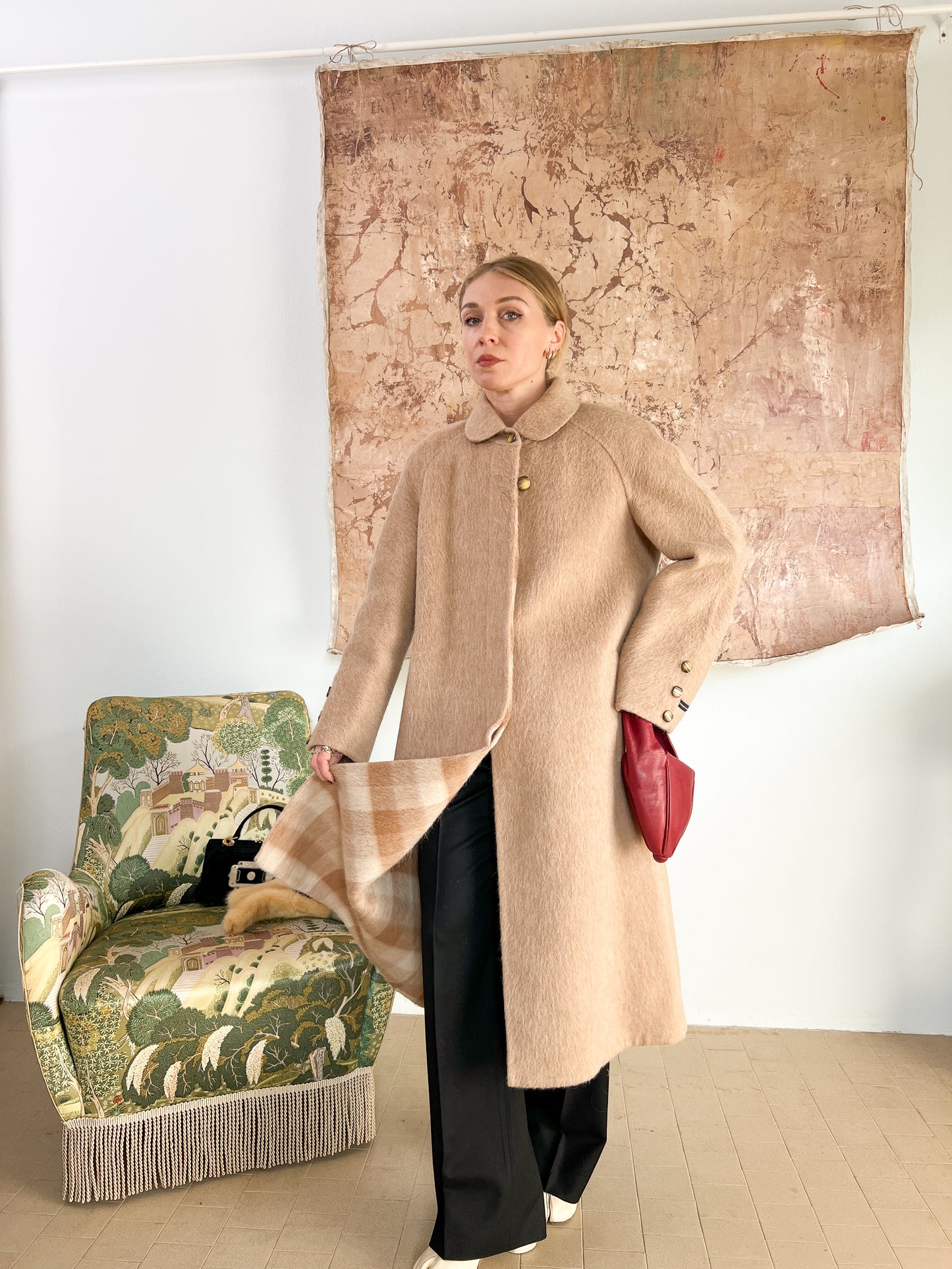 Cappotto "Piacenza" in Lana d'Alpaca, Cammello e Lana doppiato lavorato a mano