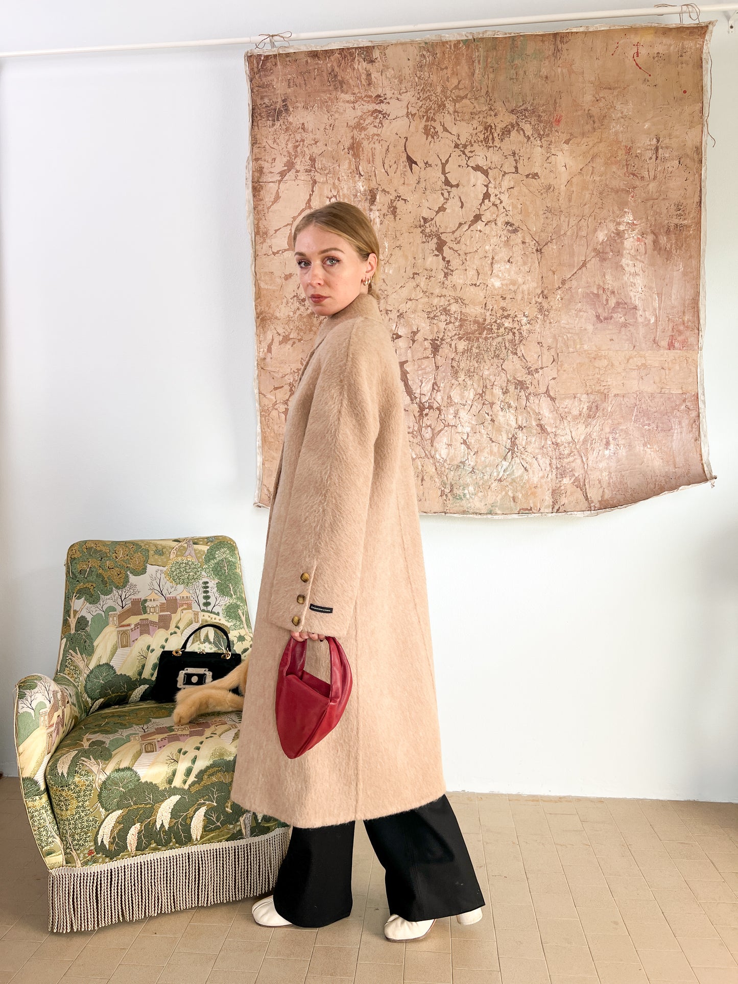 Cappotto "Piacenza" in Lana d'Alpaca, Cammello e Lana doppiato lavorato a mano