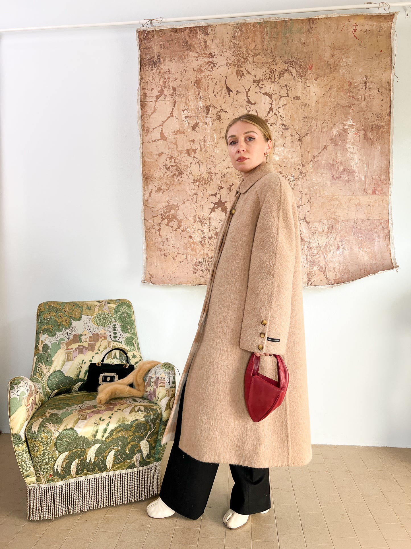 Cappotto "Piacenza" in Lana d'Alpaca, Cammello e Lana doppiato lavorato a mano