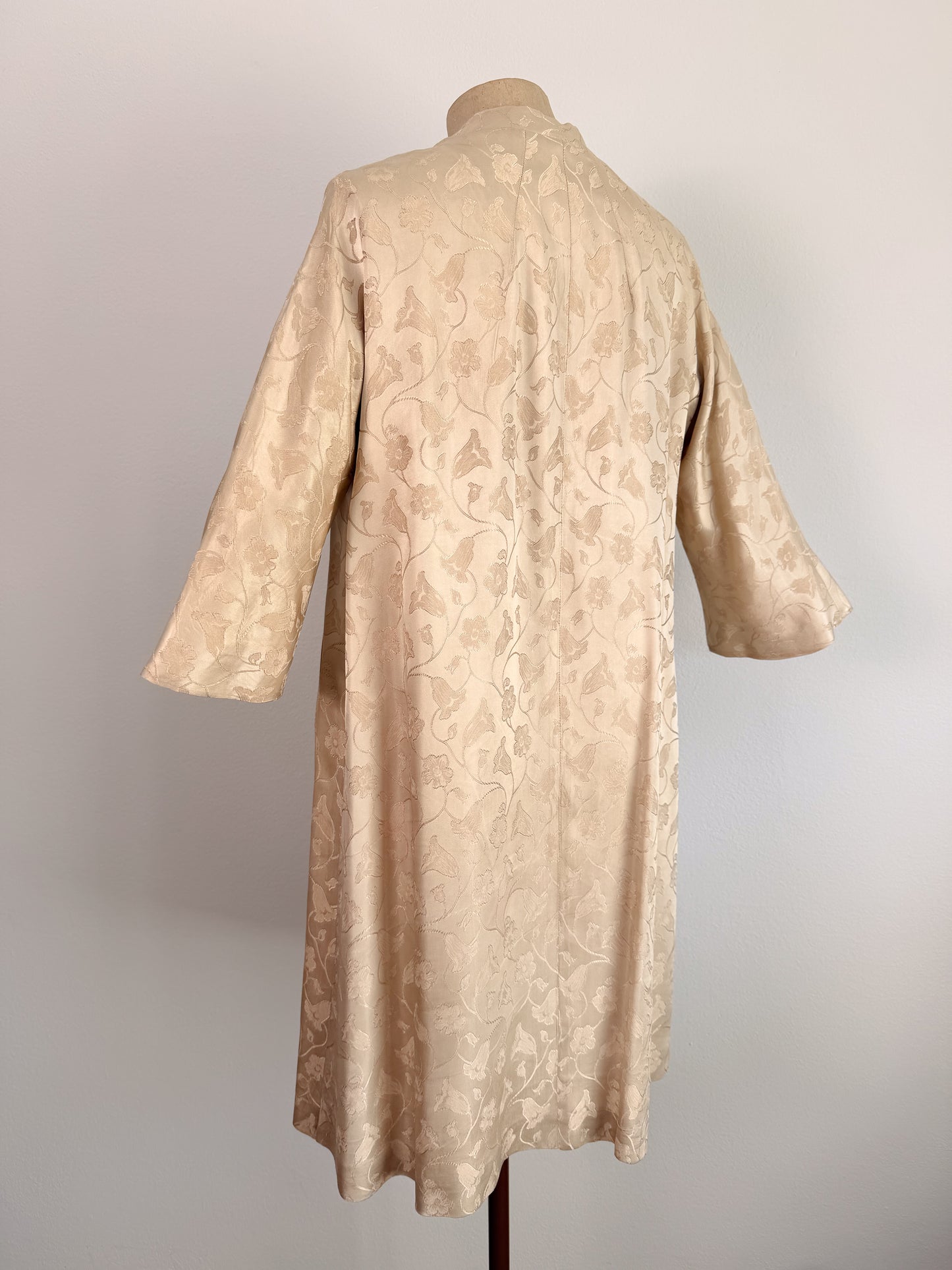 Cappotto Jacquard anni 50 americano avorio con bottoni ricoperti
