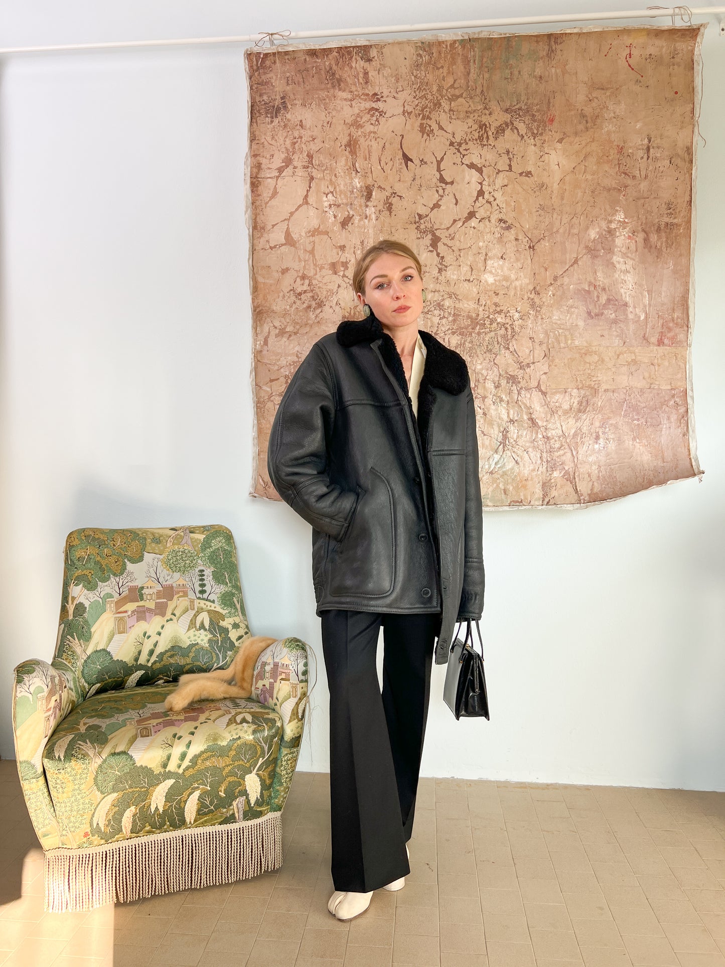 Montone nero shearling anni 80