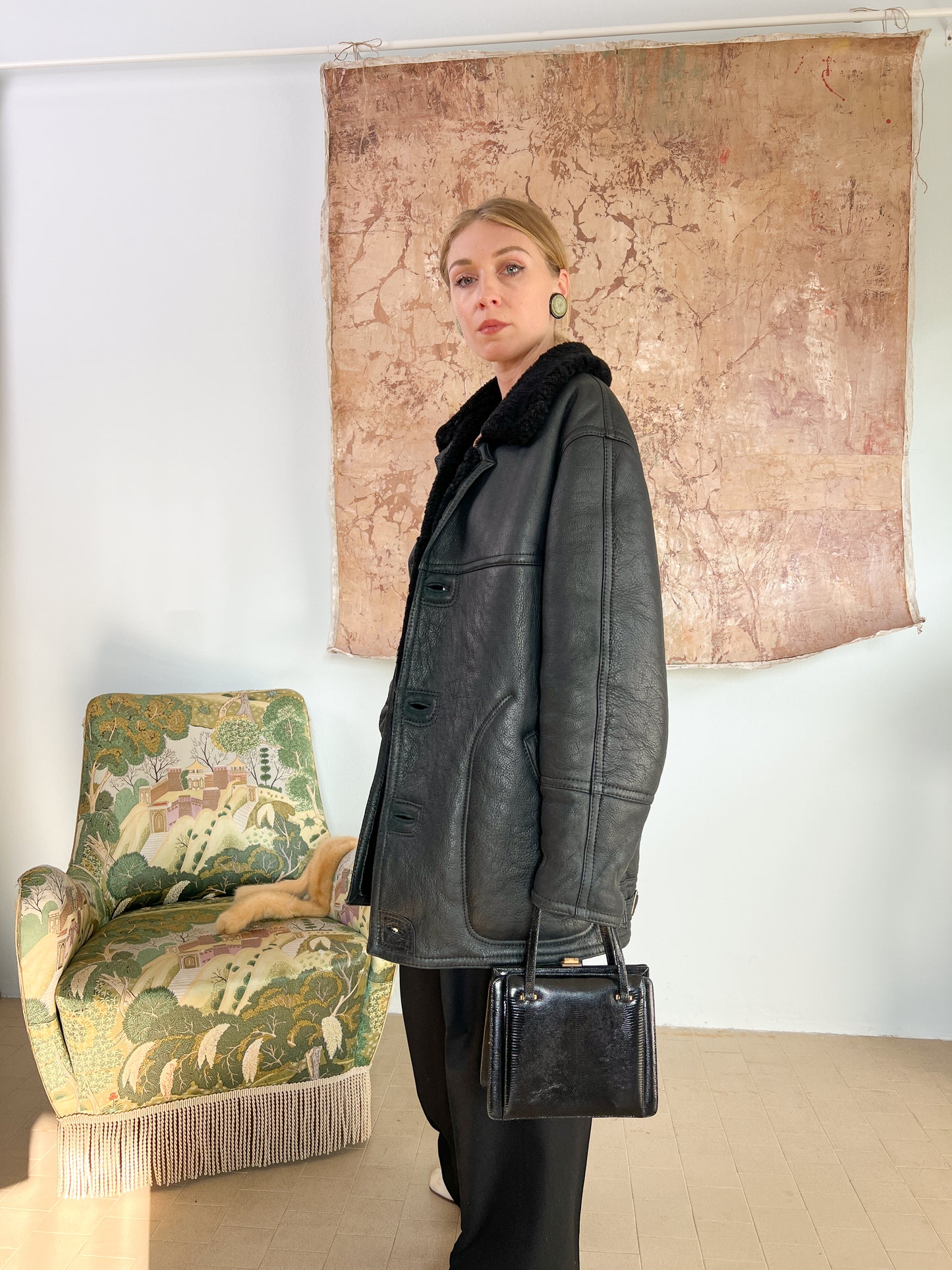 Montone nero shearling anni 80