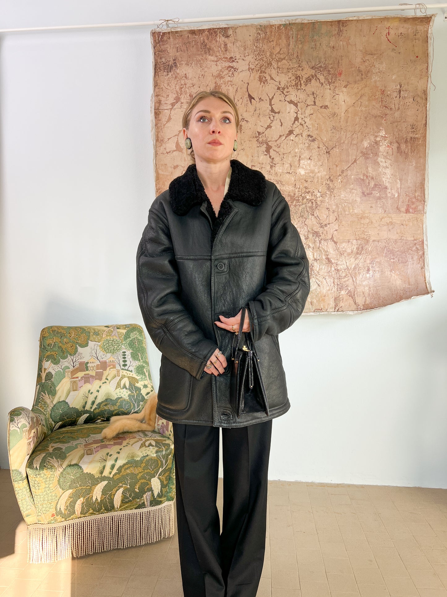 Montone nero shearling anni 80