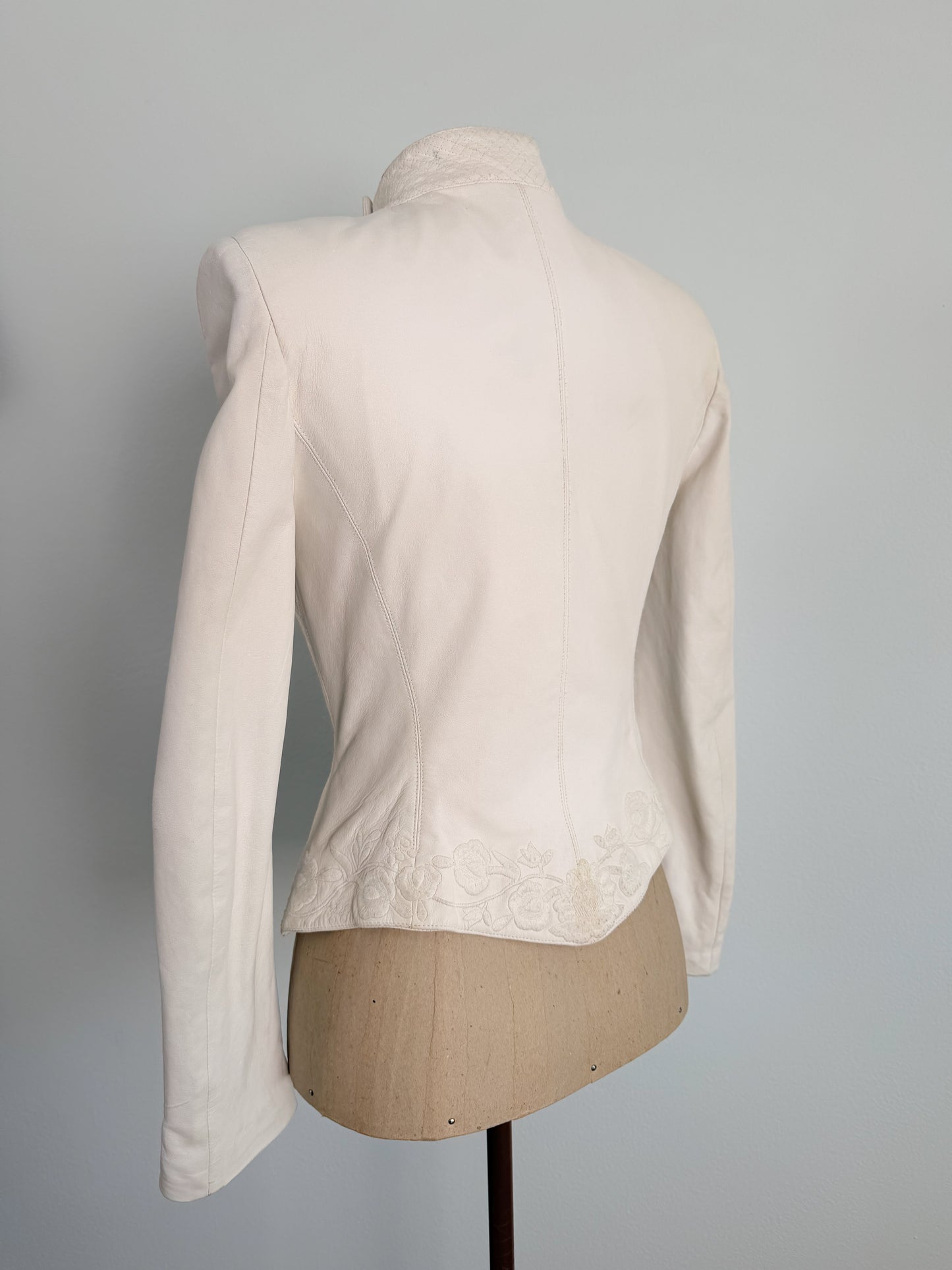 Giacca in pelle effetto bustino firmata Antonio Berardi ss 1999