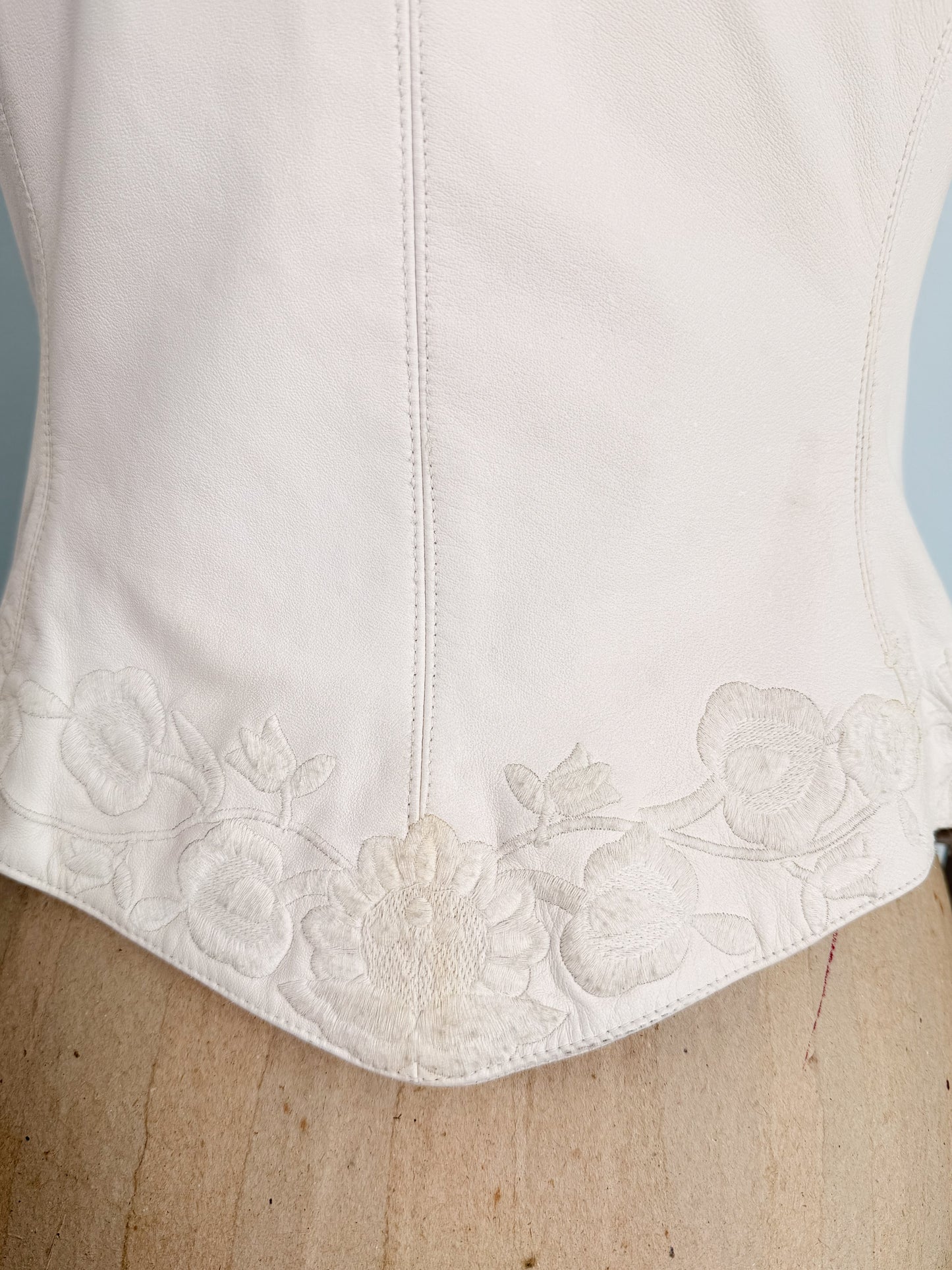 Giacca in pelle effetto bustino firmata Antonio Berardi ss 1999