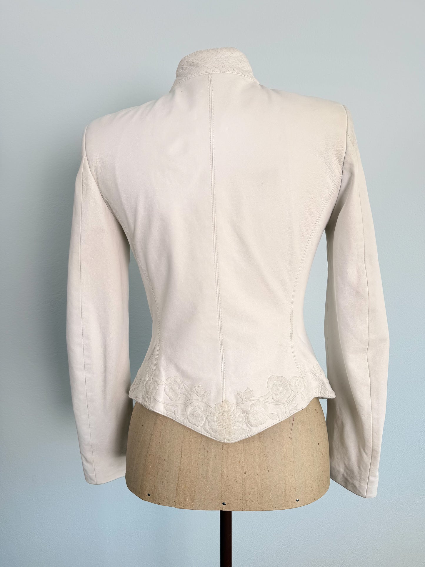 Giacca in pelle effetto bustino firmata Antonio Berardi ss 1999