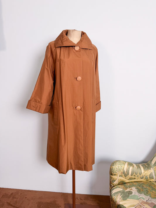 Cappotto americano vintage in seta originale anni 50 con grandi bottoni