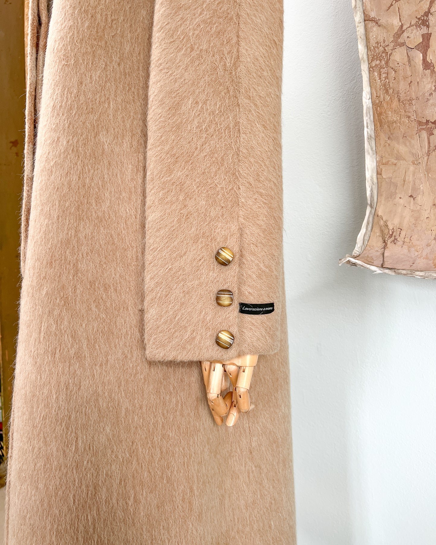 Cappotto "Piacenza" in Lana d'Alpaca, Cammello e Lana doppiato lavorato a mano