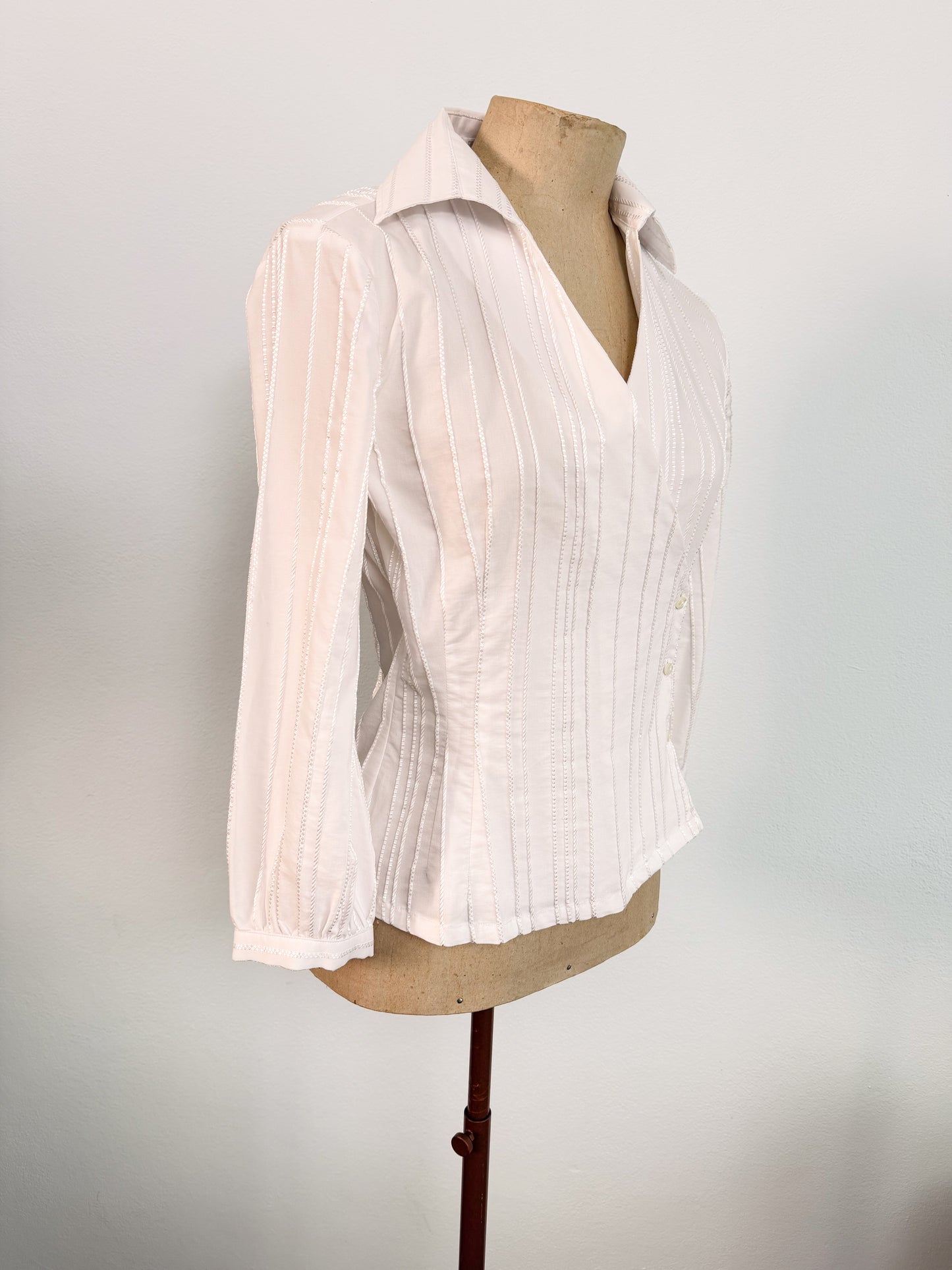 Camicia in cotone incrociata trama torchon