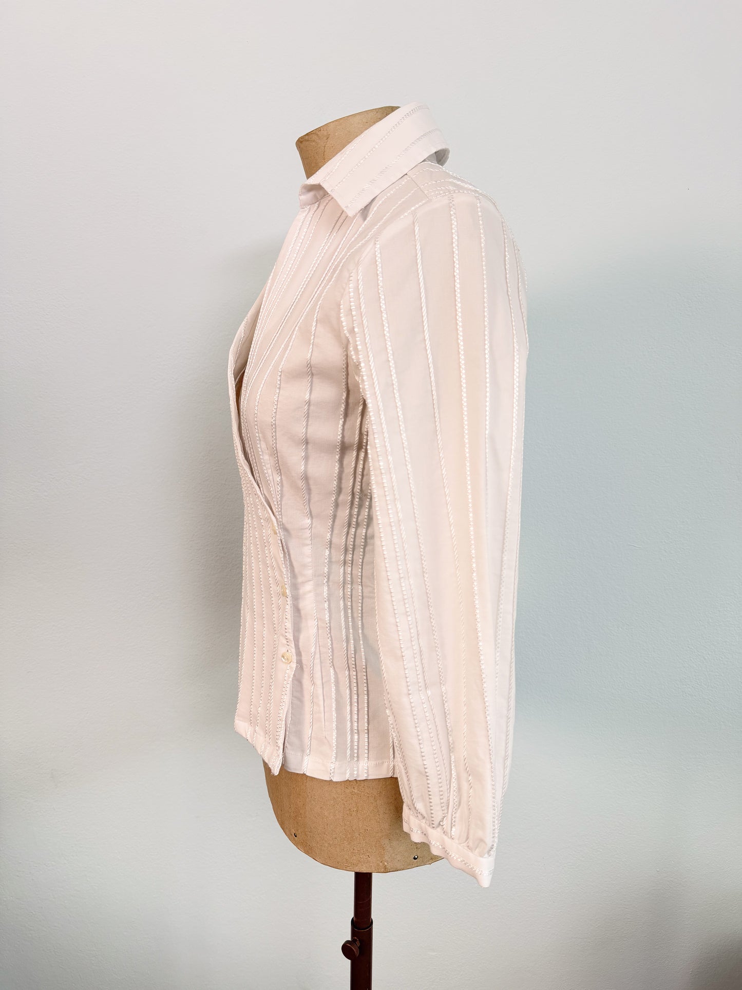 Camicia in cotone incrociata trama torchon