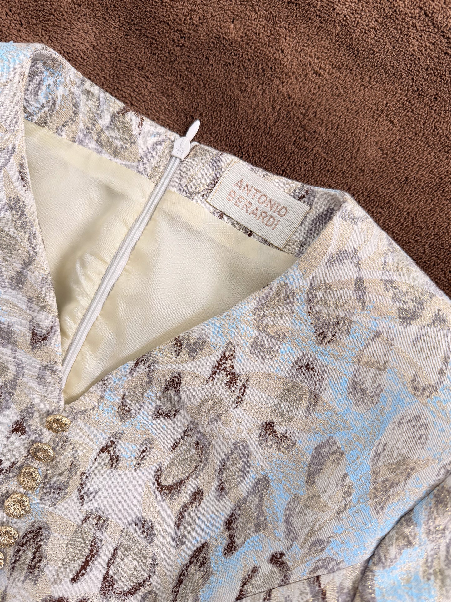 Abito Antonio Berardi in tessuto jacquard aderente gonna midi godet
