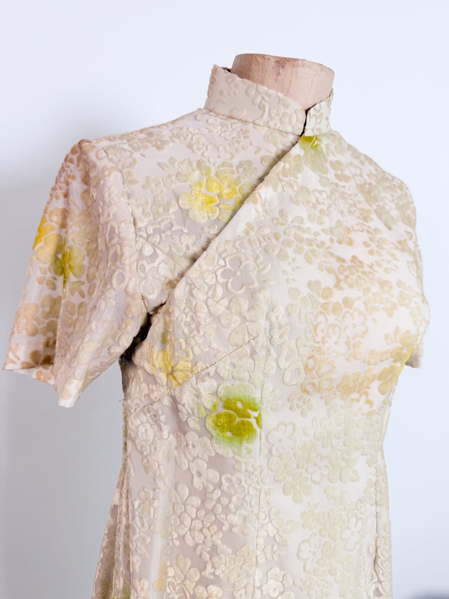 Abito modello Qipao anni 70 in tessuto devore