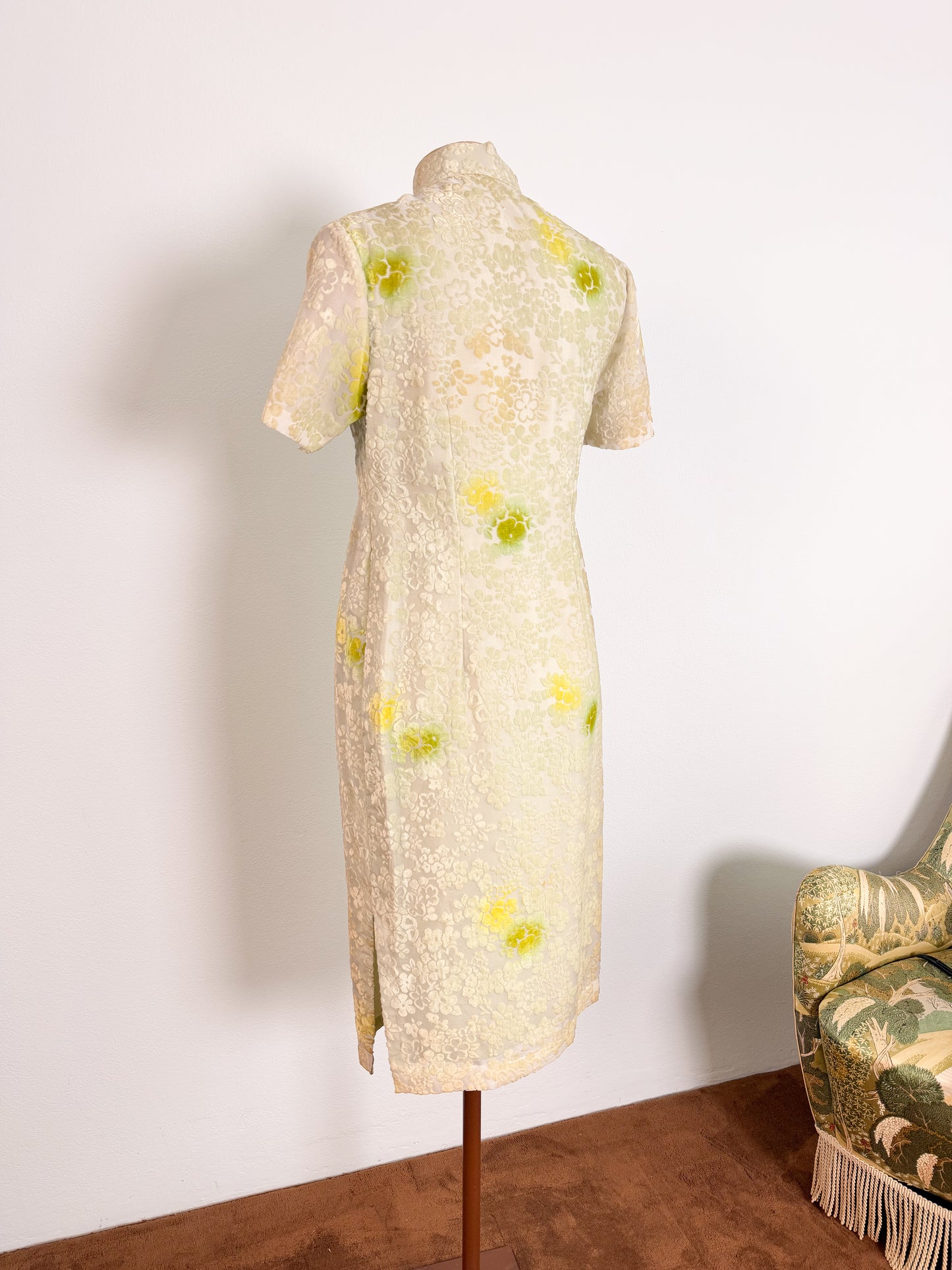 Abito modello Qipao anni 70 in tessuto devore