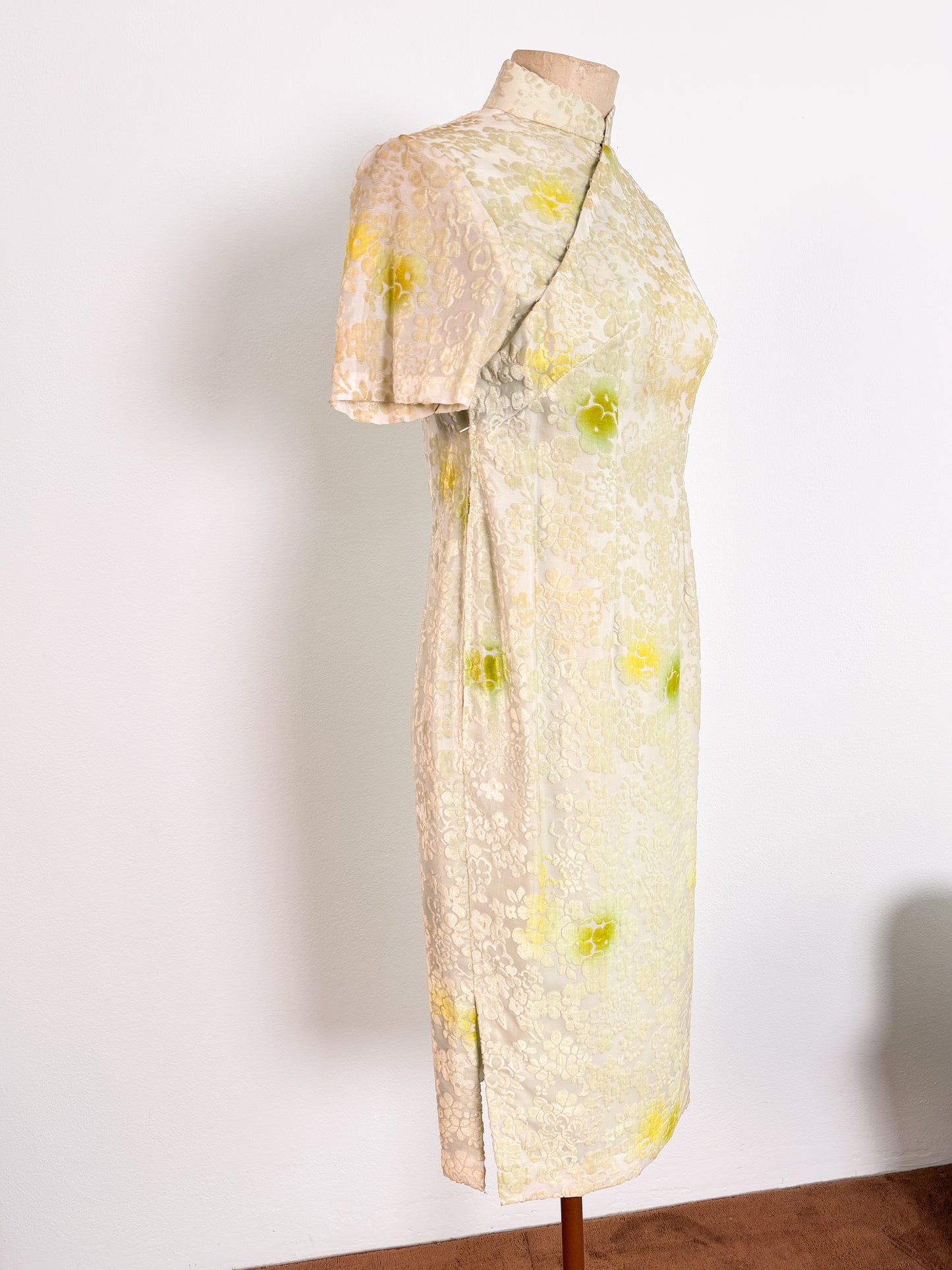 Abito modello Qipao anni 70 in tessuto devore