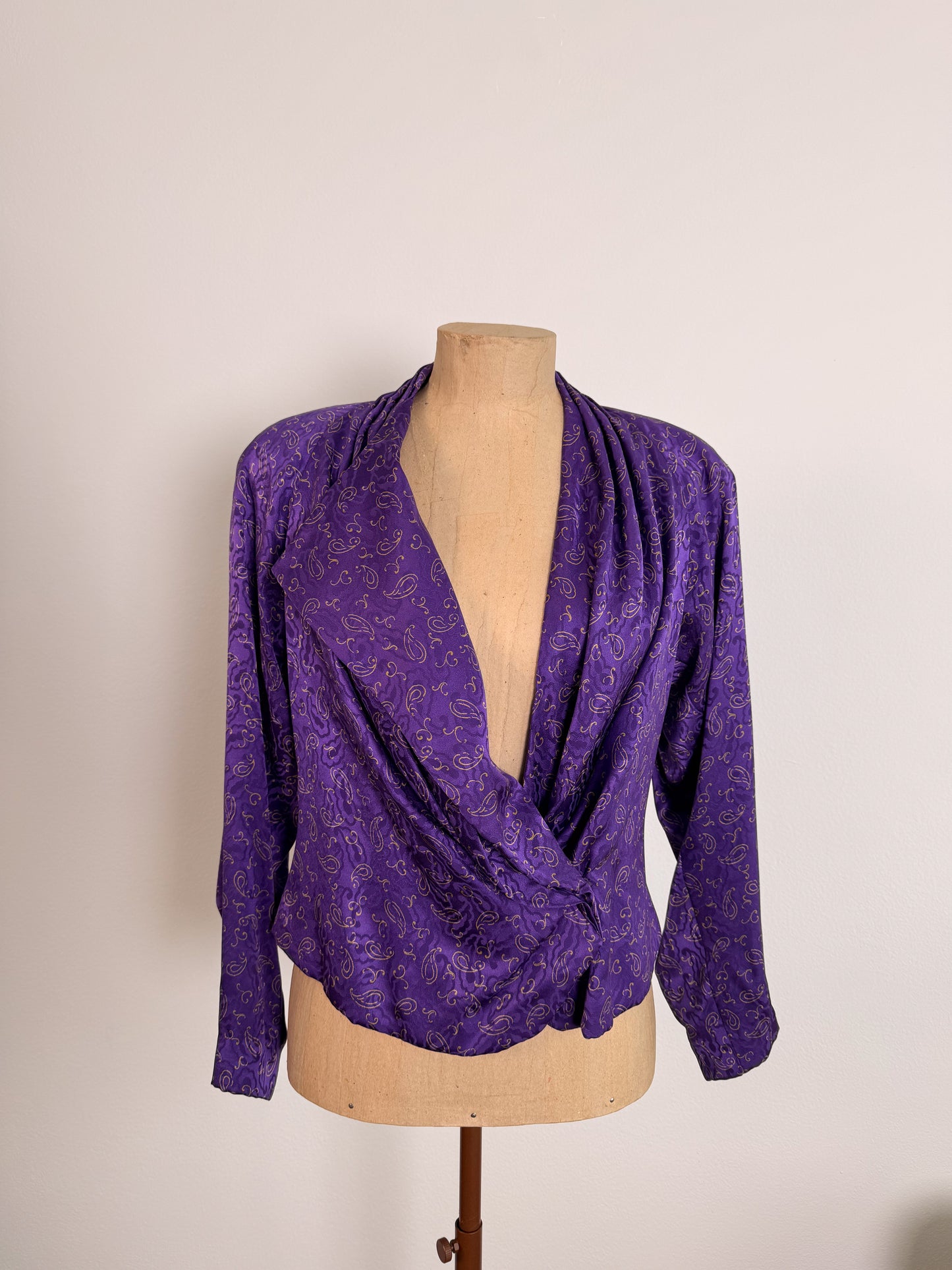 Blusa sartoriale anni 80 in pura seta