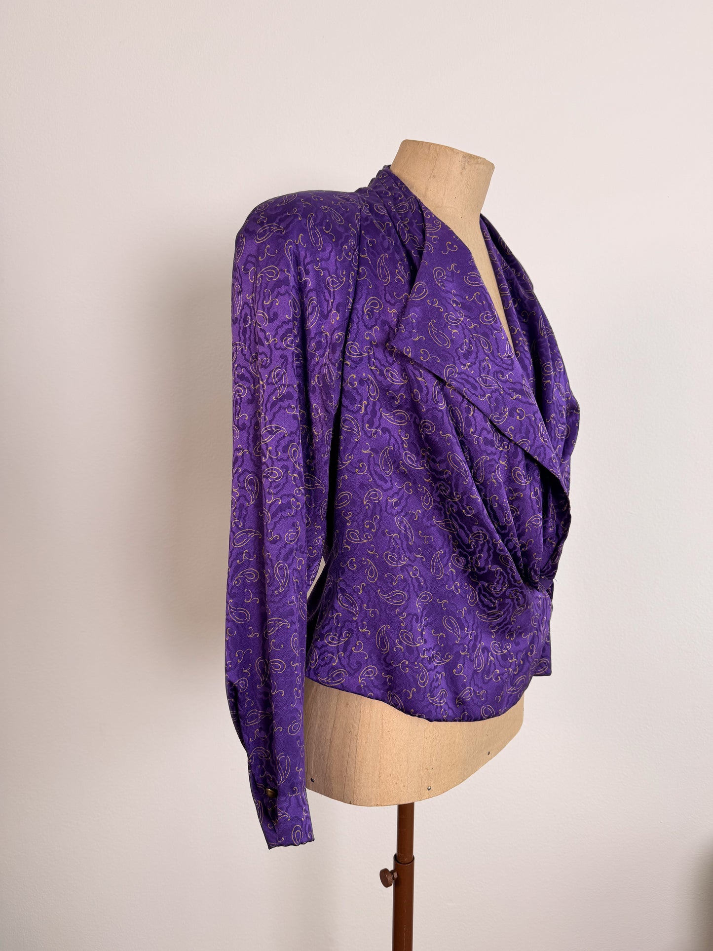 Blusa sartoriale anni 80 in pura seta