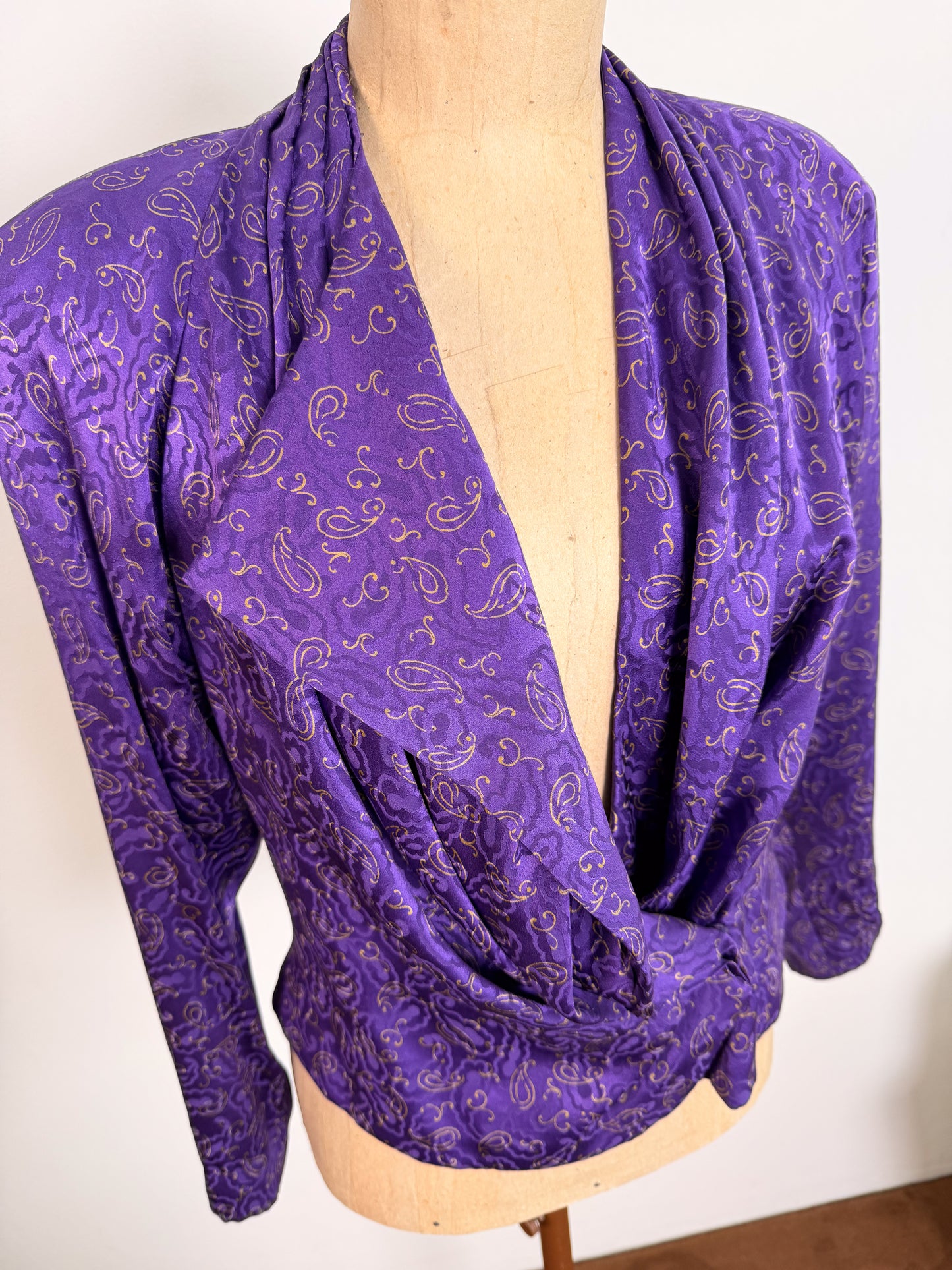 Blusa sartoriale anni 80 in pura seta