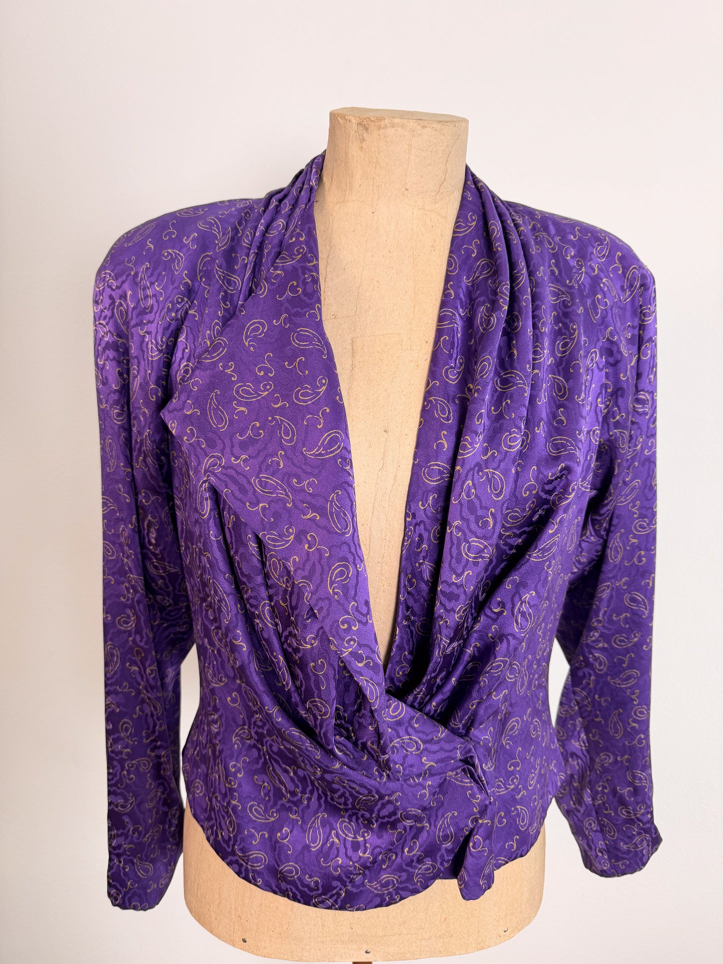 Blusa sartoriale anni 80 in pura seta