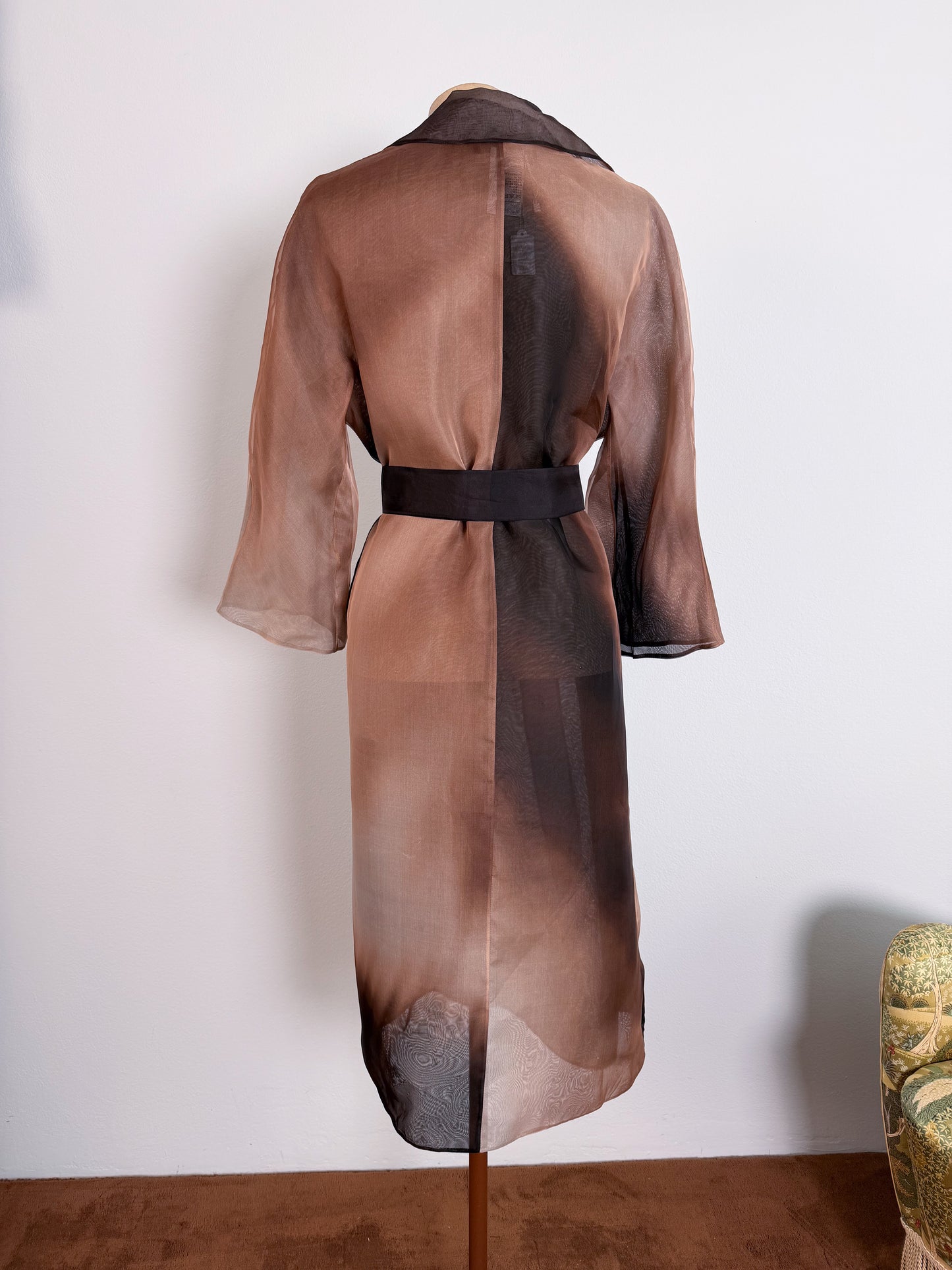 Spolverino in organza di seta con cintura