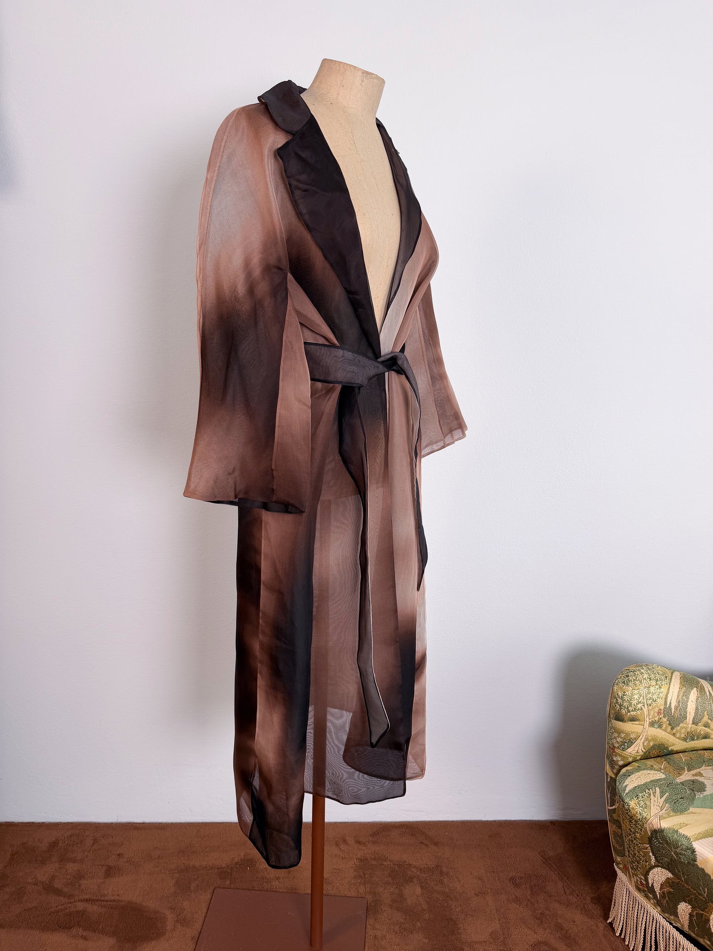 Spolverino in organza di seta con cintura