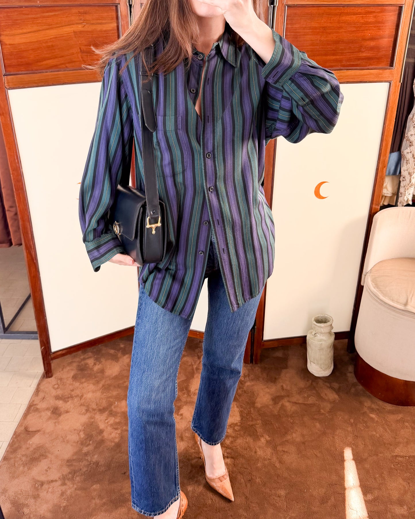 Camicia Ralph Ralph Lauren anni 90 in seta pura a righe