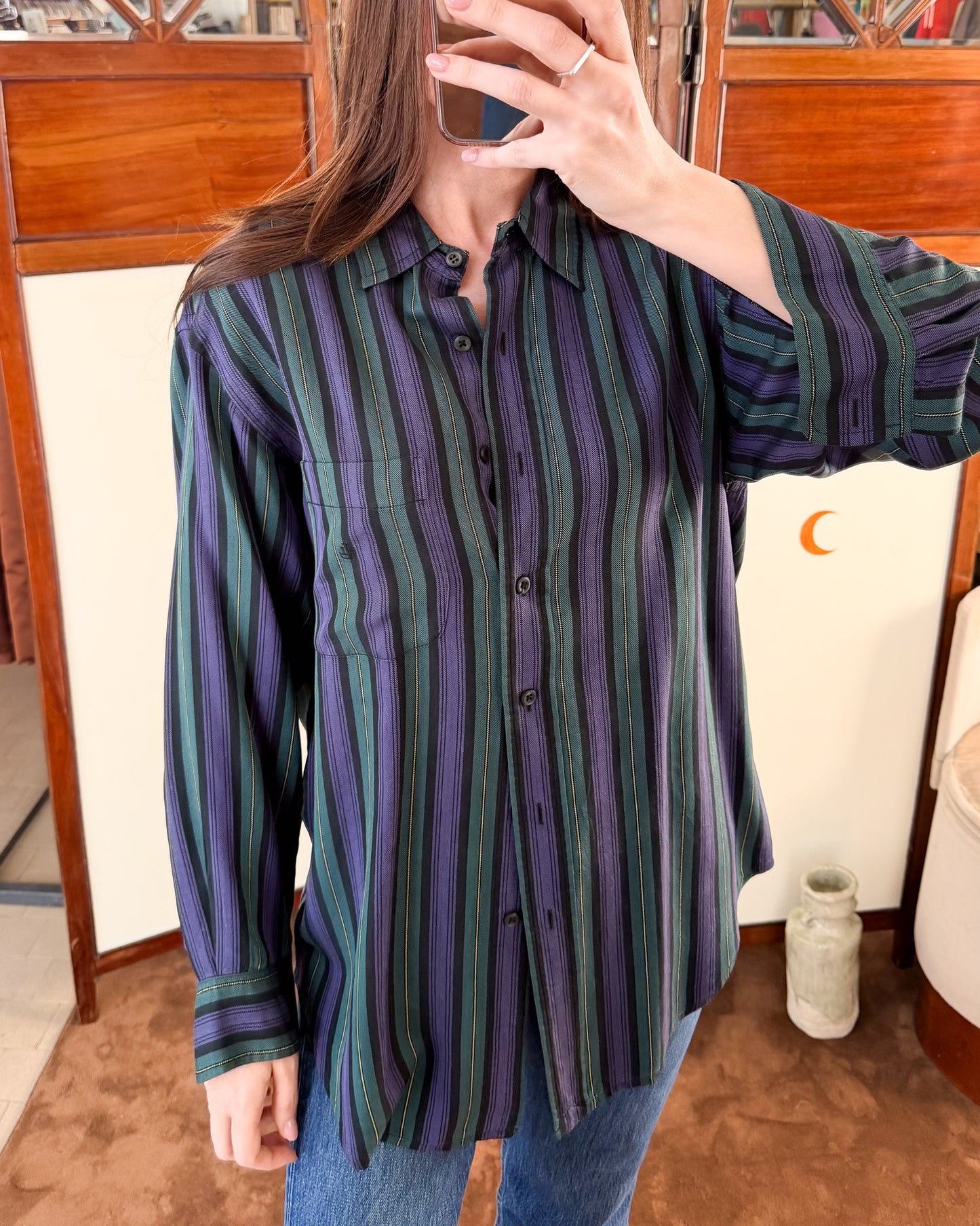 Camicia Ralph Ralph Lauren anni 90 in seta pura a righe