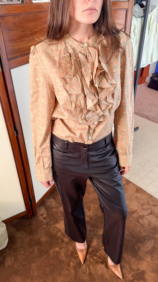 Pantaloni in pelle Marrone con dettagli sul fianco