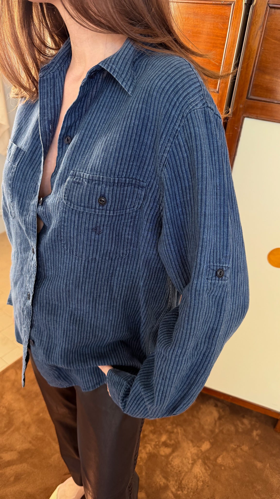 Camicia Ralph Ralph Lauren anni 90 in lino a righe